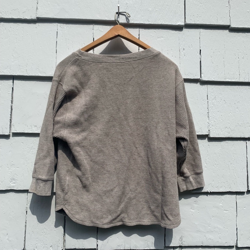 CASUAL TEXTURED WAFFLE KNIT T-SHIRT SWEATER